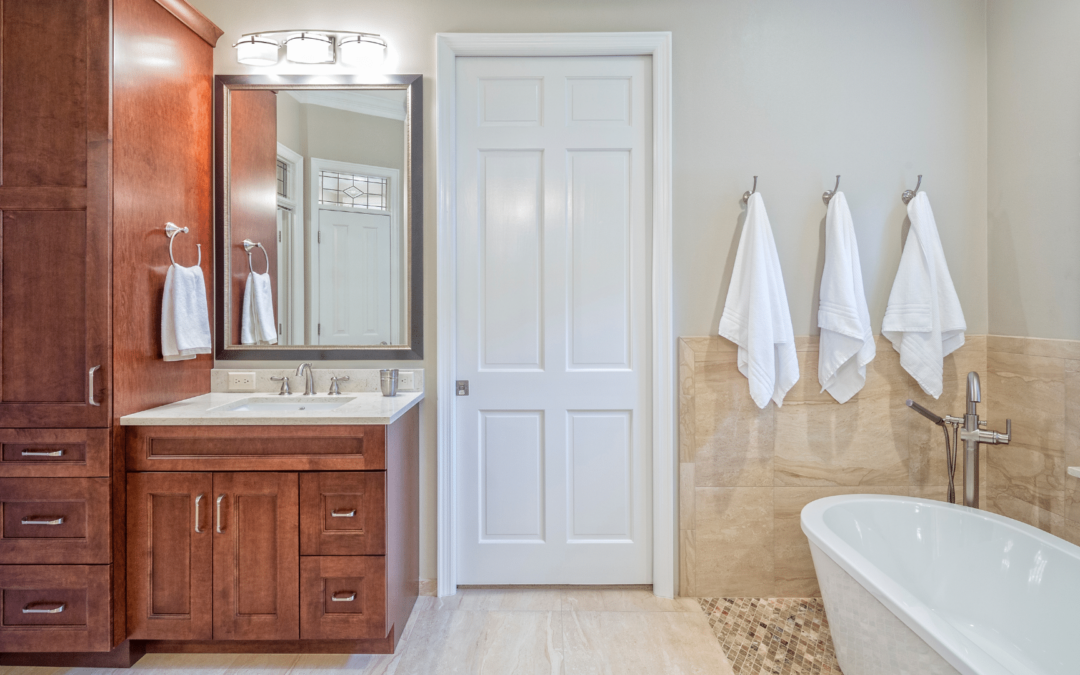 bathroom remodeling with wooden cabinets