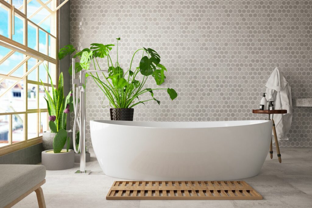 An outdoorsy bathroom to fit one of the 8 bathroom design trends