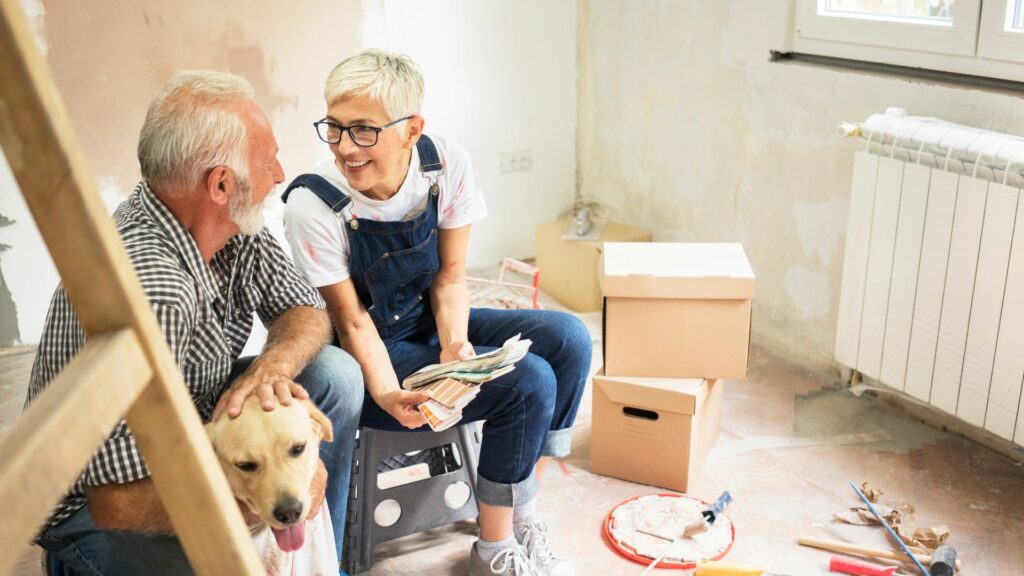 An older couple in the middle of a whole home remodeling project 